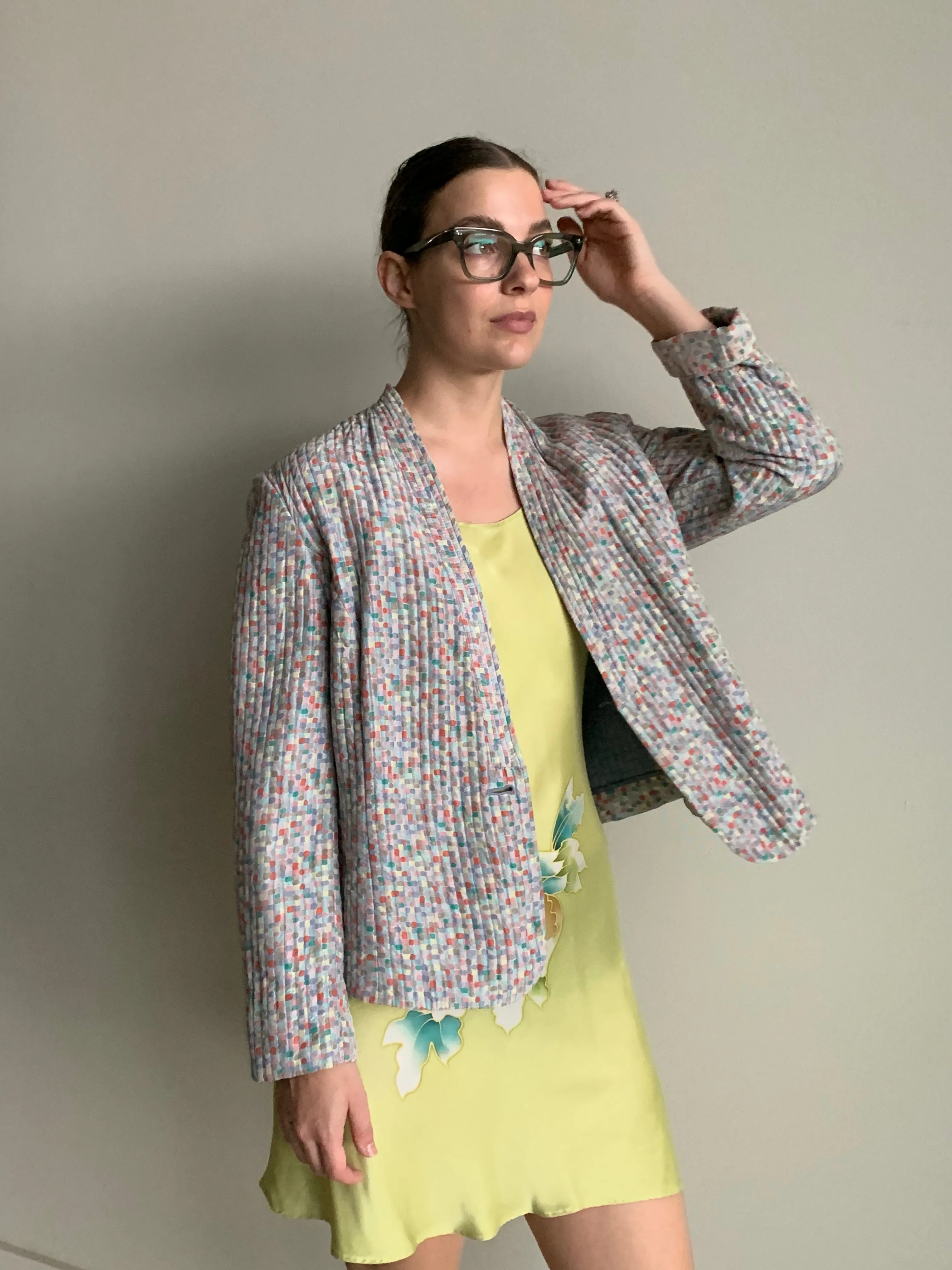 pastel quilted jacket