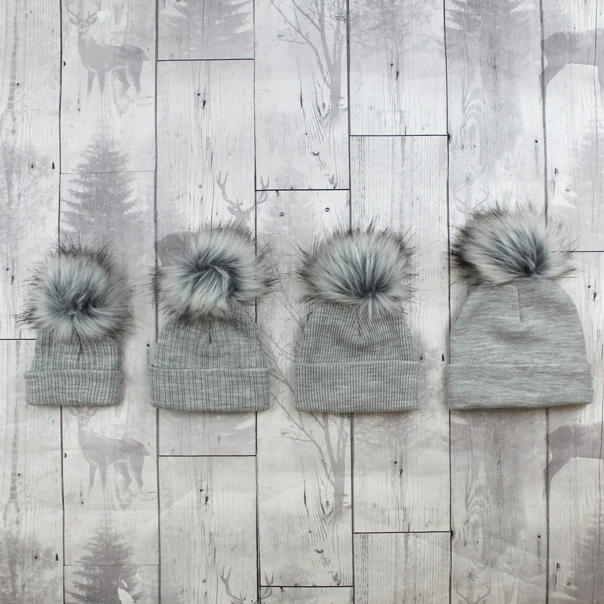 Personalised Baby Hat - Grey Pom Pom Hat