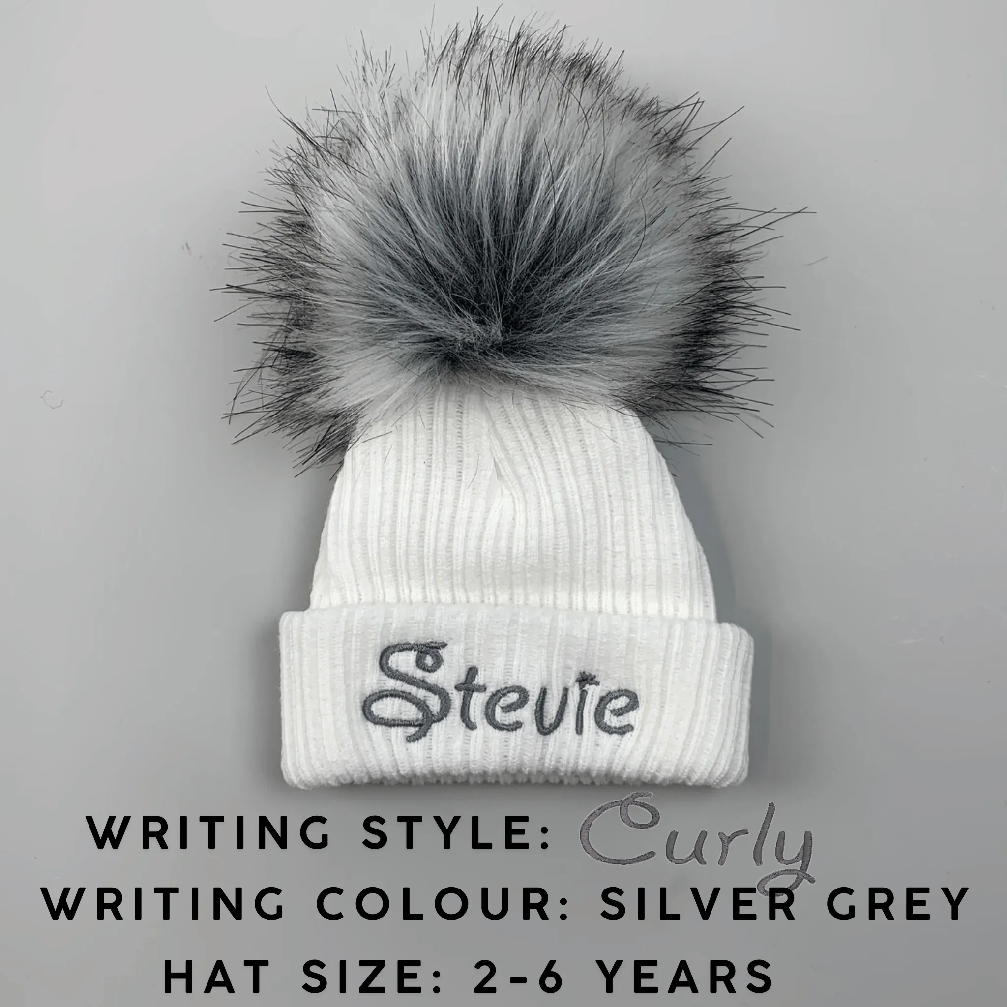 Personalised Baby Hat - White Pom Pom Hat Unisex