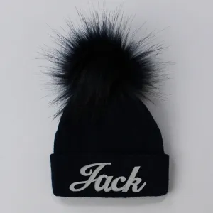 Personalised Baby Pom Hat - Navy Blue