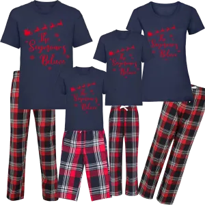 Personalised Family Name Believes - Tartan Family Matching PJs