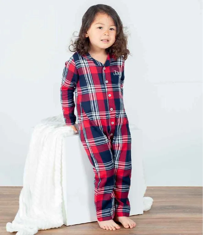 Personalised Red Tartan Family Matching Pyjama Set