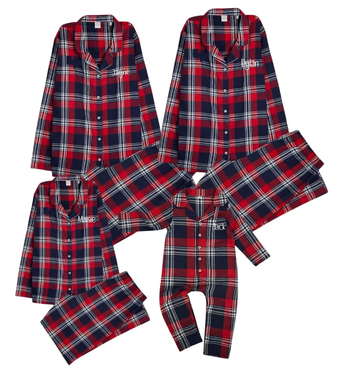 Personalised Red Tartan Family Matching Pyjama Set
