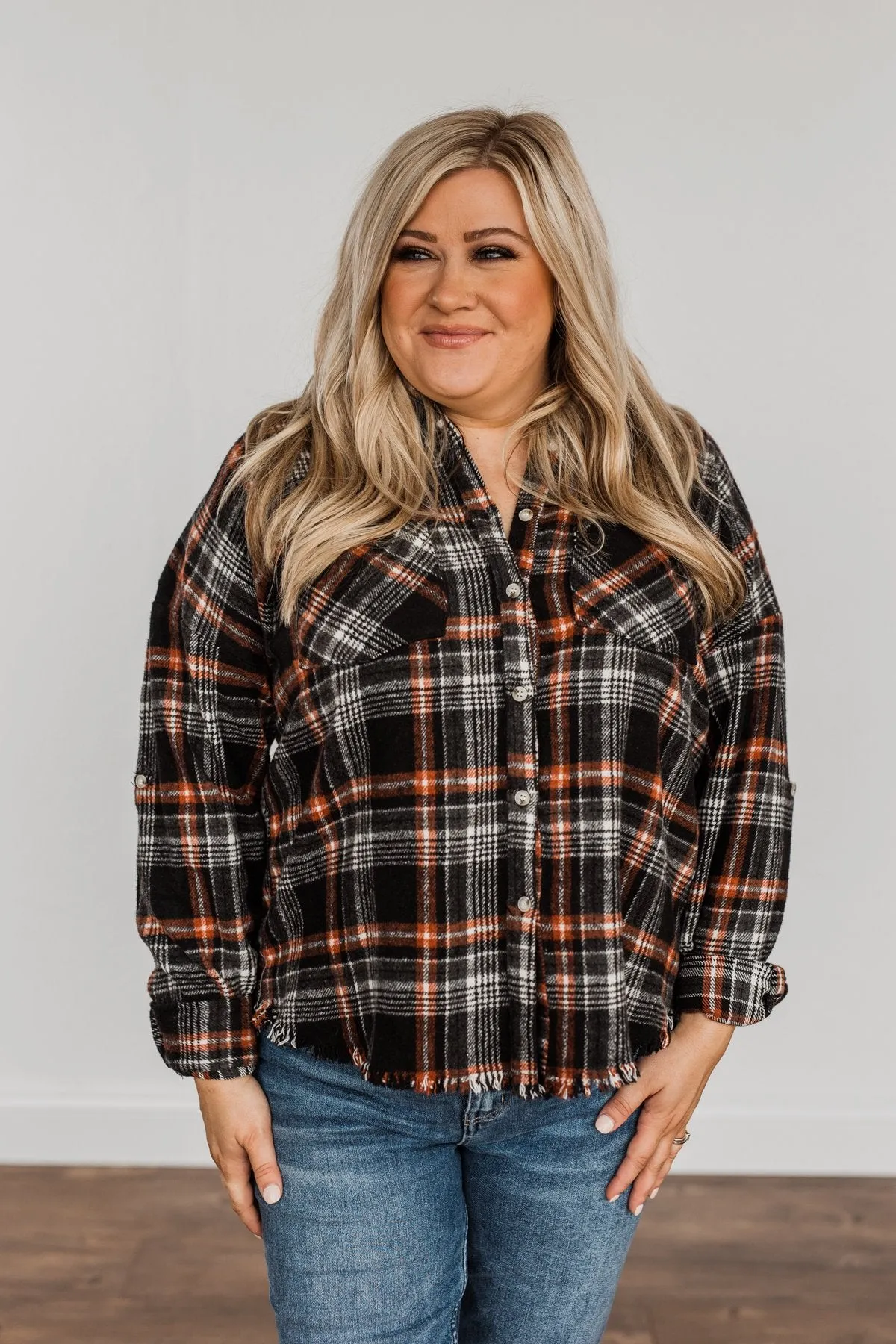 Pick Of The Patch Frayed Flannel- Black & Rust