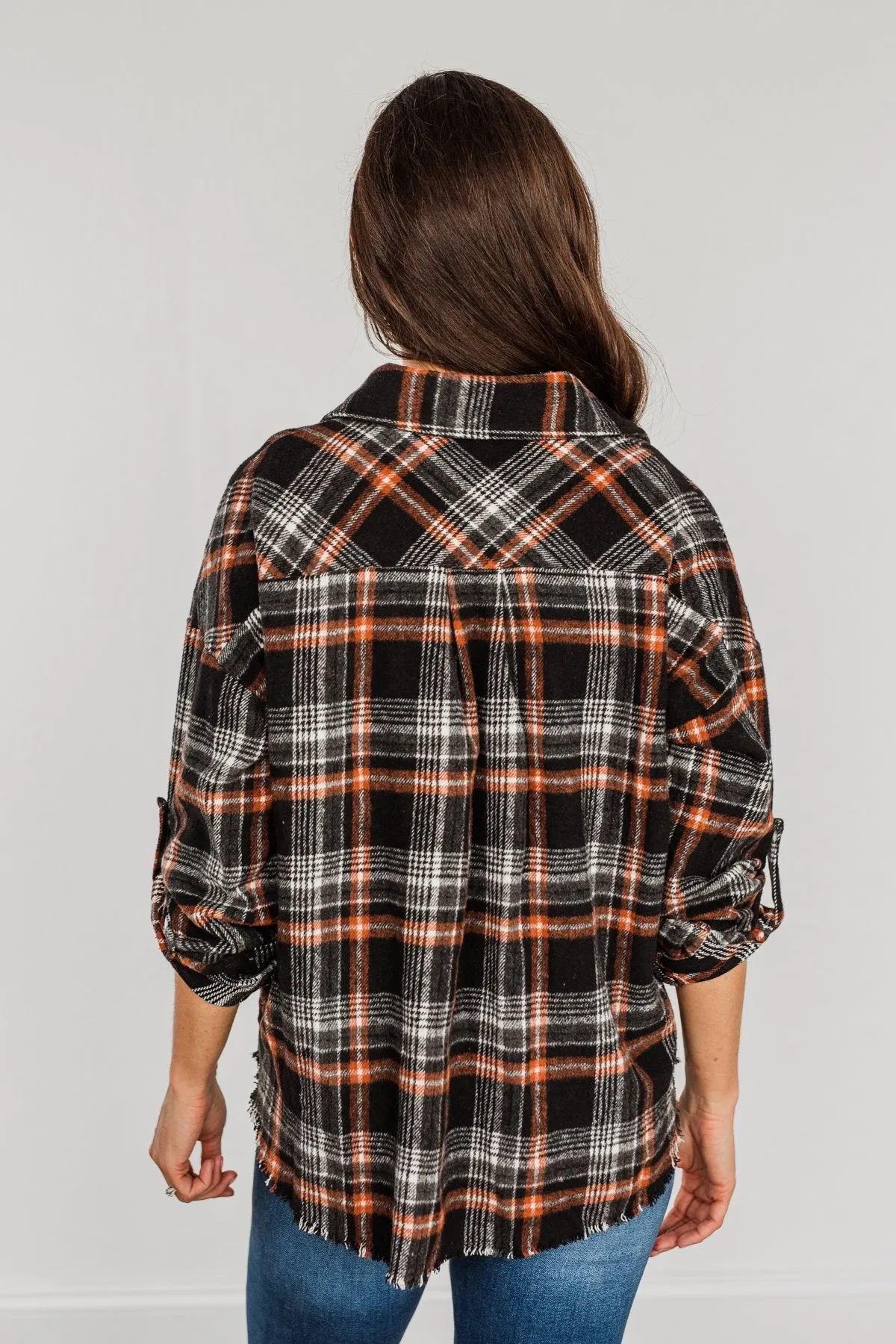 Pick Of The Patch Frayed Flannel- Black & Rust