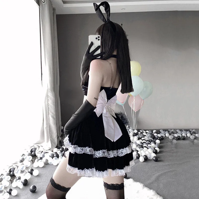 PINK CUTE LACE VELVET BUNNY OUTFIT UB2773