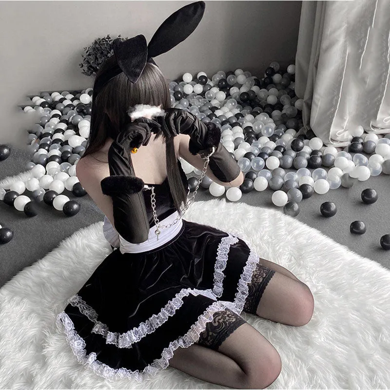 PINK CUTE LACE VELVET BUNNY OUTFIT UB2773