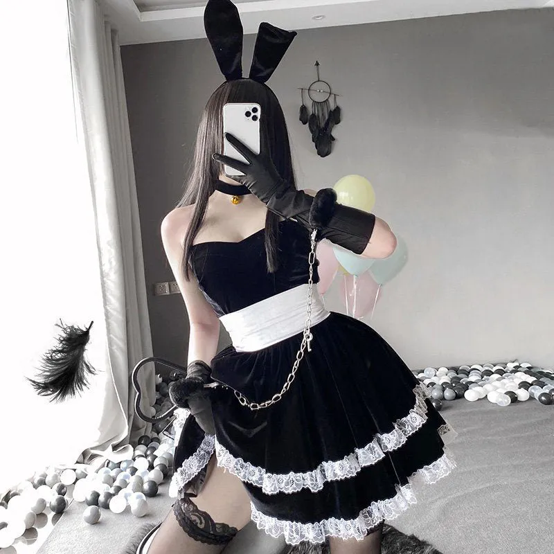 PINK CUTE LACE VELVET BUNNY OUTFIT UB2773