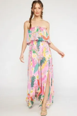 Pink Tropical Maxi with Leg Opening