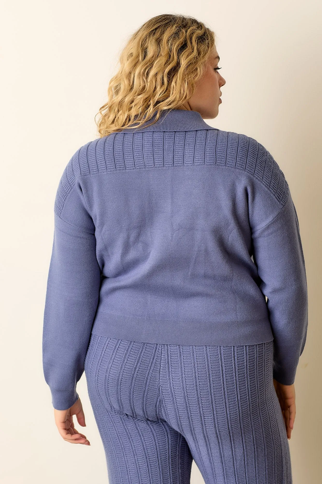 PLUS SWEATER KNIT SHACKET AND PANT SET