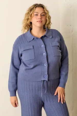 PLUS SWEATER KNIT SHACKET AND PANT SET
