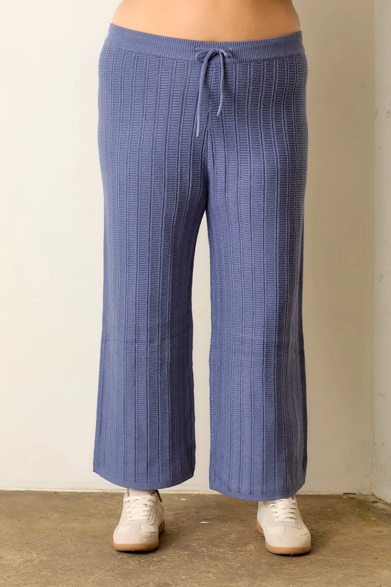 PLUS SWEATER KNIT SHACKET AND PANT SET