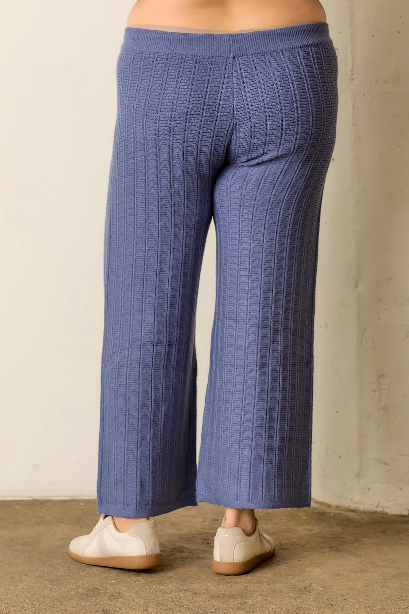PLUS SWEATER KNIT SHACKET AND PANT SET