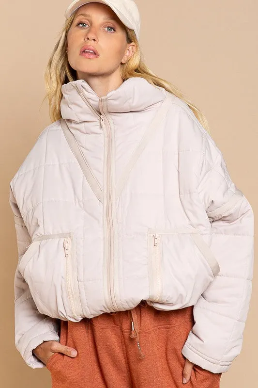 POL Quilted With Zipper Closure Jacket