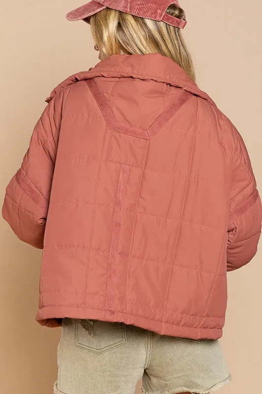 POL Quilted With Zipper Closure Jacket