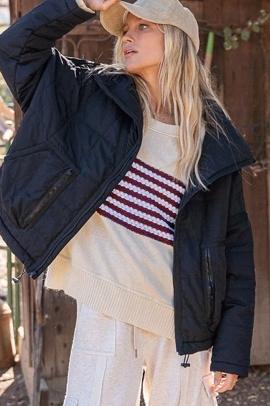 POL Quilted With Zipper Closure Jacket