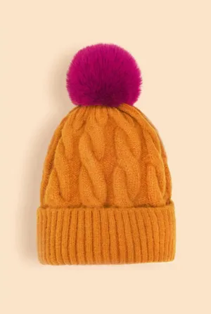 Powder Svana Bobble Hat - Tangerine