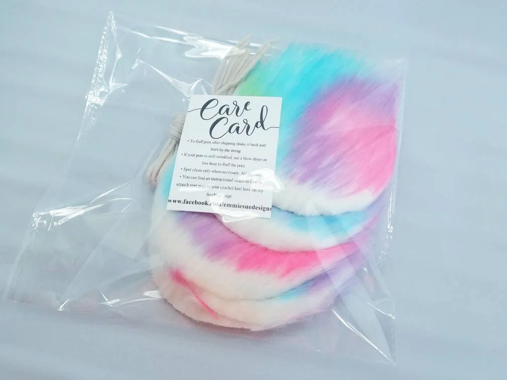 Pre Cut Faux Fur Pom Packs - Rainbow Pom