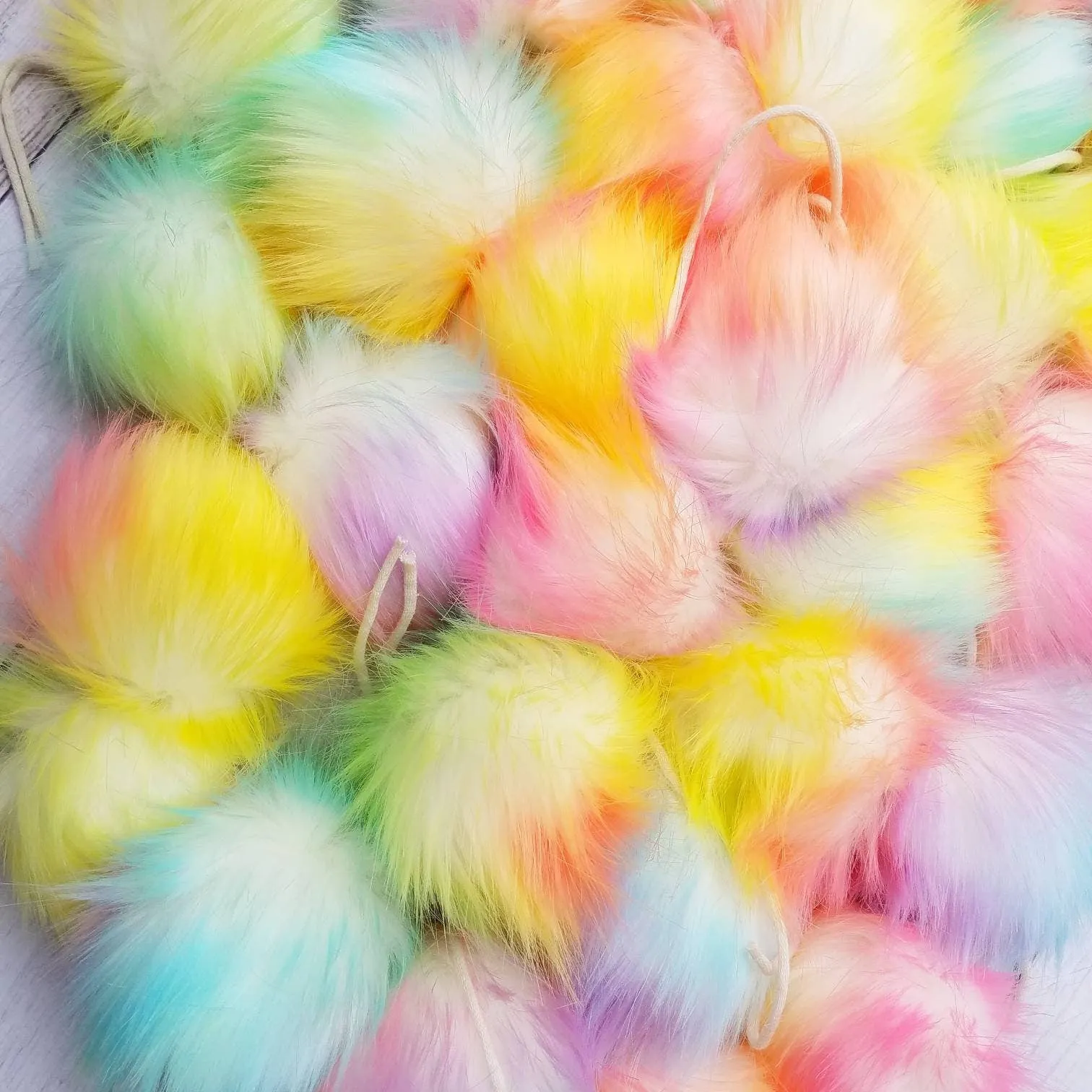 Pre Cut Faux Fur Pom Packs - Rainbow Pom
