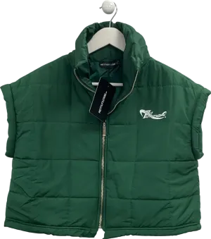 PrettyLittleThing Green Quilted Cropped Gilet UK 8