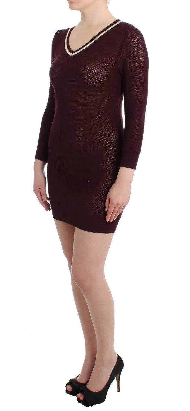 Purple knitted wool dress