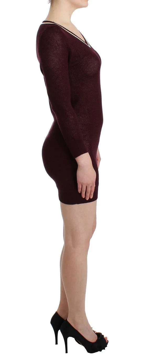Purple knitted wool dress