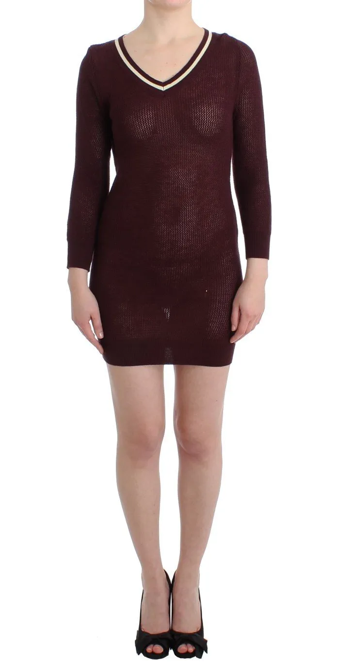 Purple knitted wool dress