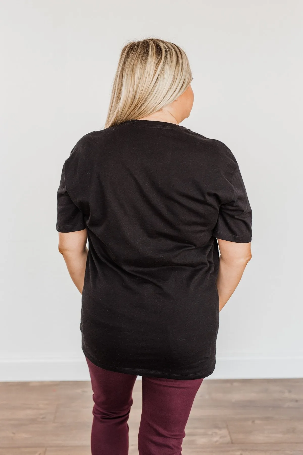 "Dreamer. Somewhere" Leopard Graphic Tee- Black
