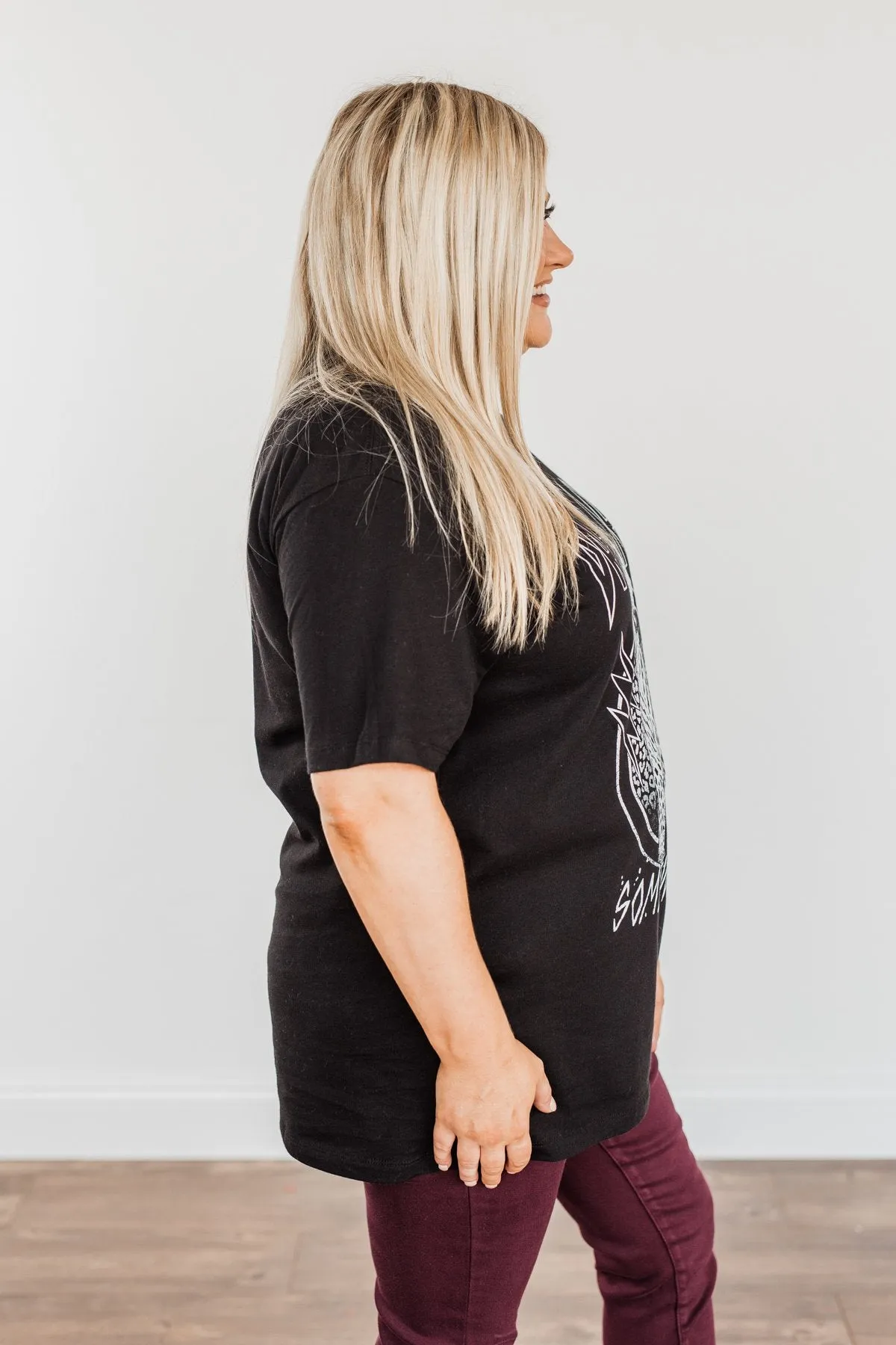 "Dreamer. Somewhere" Leopard Graphic Tee- Black