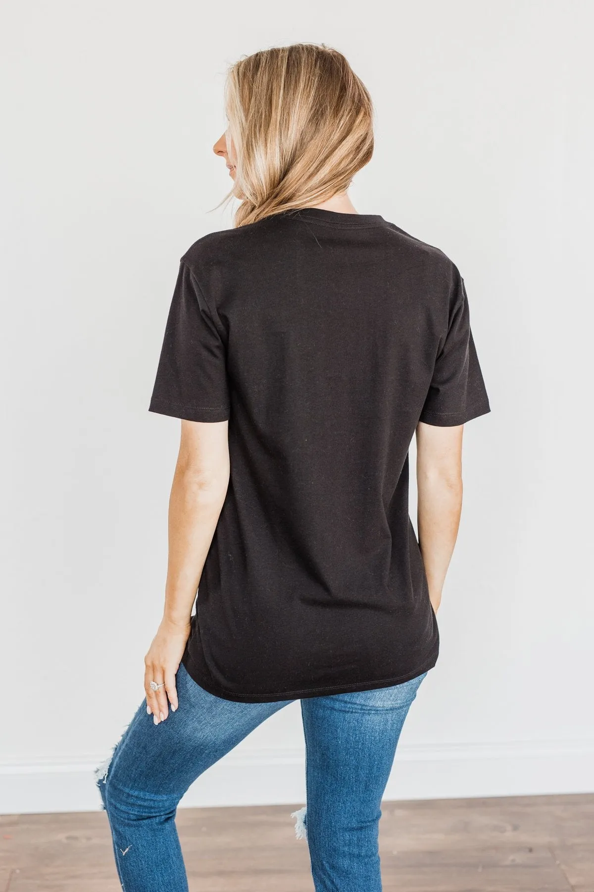 "Dreamer. Somewhere" Leopard Graphic Tee- Black