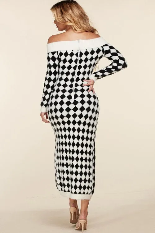 "ROMA" OFF SHOULDER BODYCON DRESS