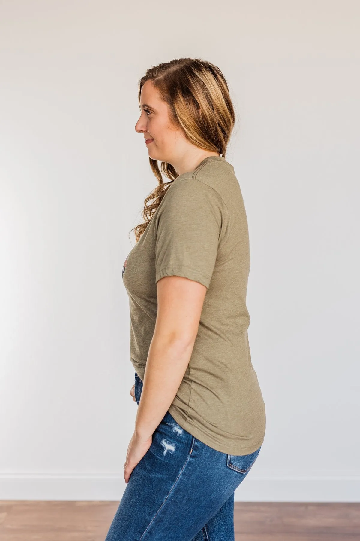 "Stay Wild. Roam Free" Buffalo Graphic Tee- Olive