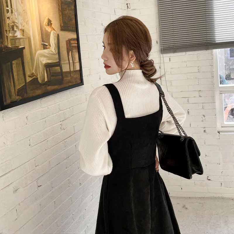 "WHITE SWEATER STRAP DRESS" OUTFIT N012701