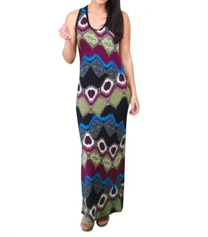 Racerback Maxi Dress Aztec Tribal Purple