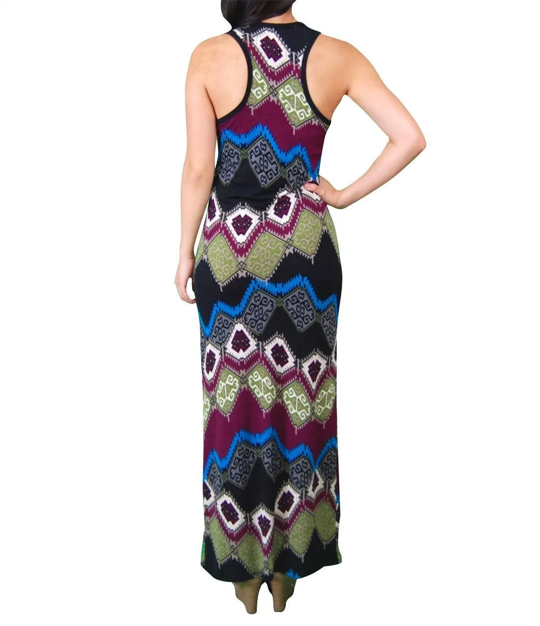 Racerback Maxi Dress Aztec Tribal Purple