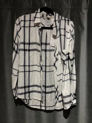 Rails White and Navy Plaid Flannel Button Down