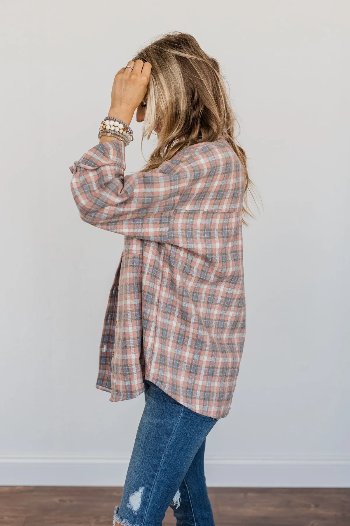 Raking In The Fun Flannel- Dusty Pink, Lavender, & Ivory