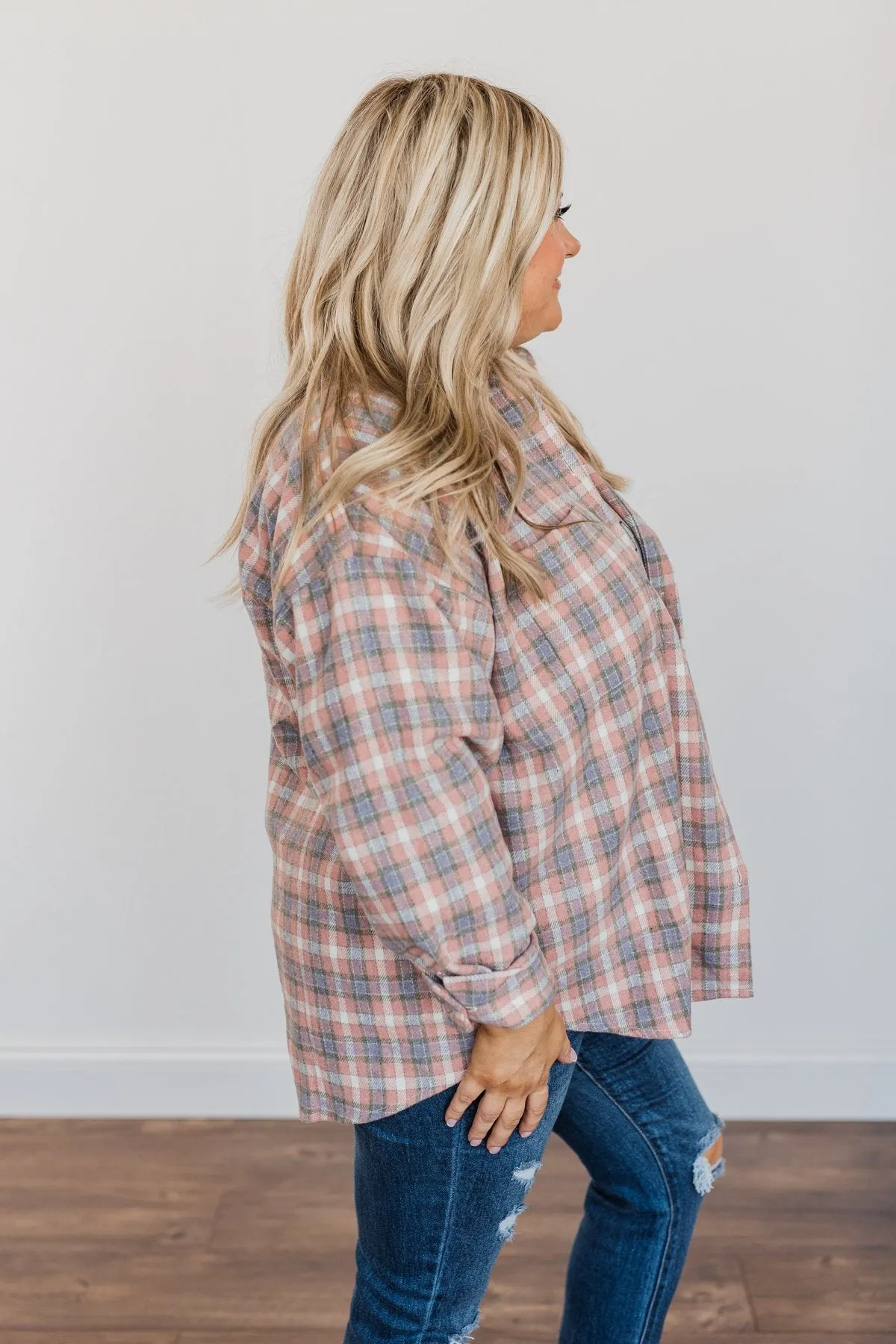 Raking In The Fun Flannel- Dusty Pink, Lavender, & Ivory