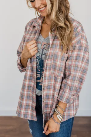 Raking In The Fun Flannel- Dusty Pink, Lavender, & Ivory