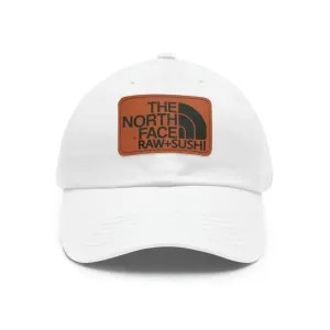 Raw Sushi "north face sushi" Dad Hat with Leather Patch white