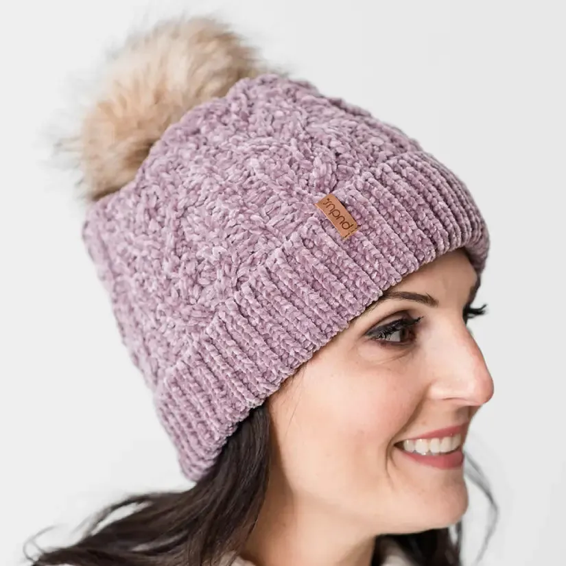 Recycled Beanie Hat - Chenille Knit Elderberry