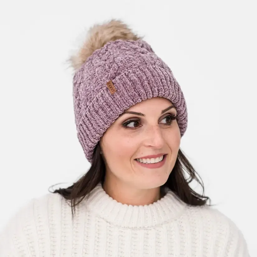 Recycled Beanie Hat - Chenille Knit Elderberry