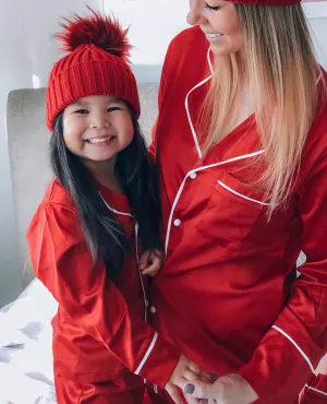 Red bobble hat (UNISEX) - CHILD