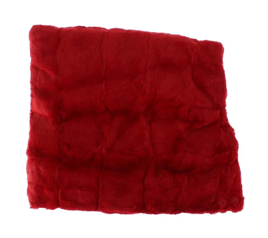 Red Weasel Fur Crochet Hood Scarf Hat
