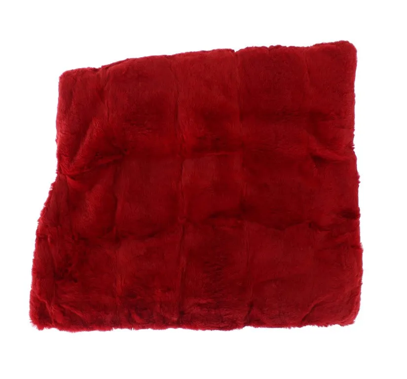 Red Weasel Fur Crochet Hood Scarf Hat