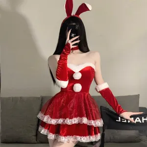 RED/PINK CUTE PLUSH BUNNY GIRL DRESS UB3518