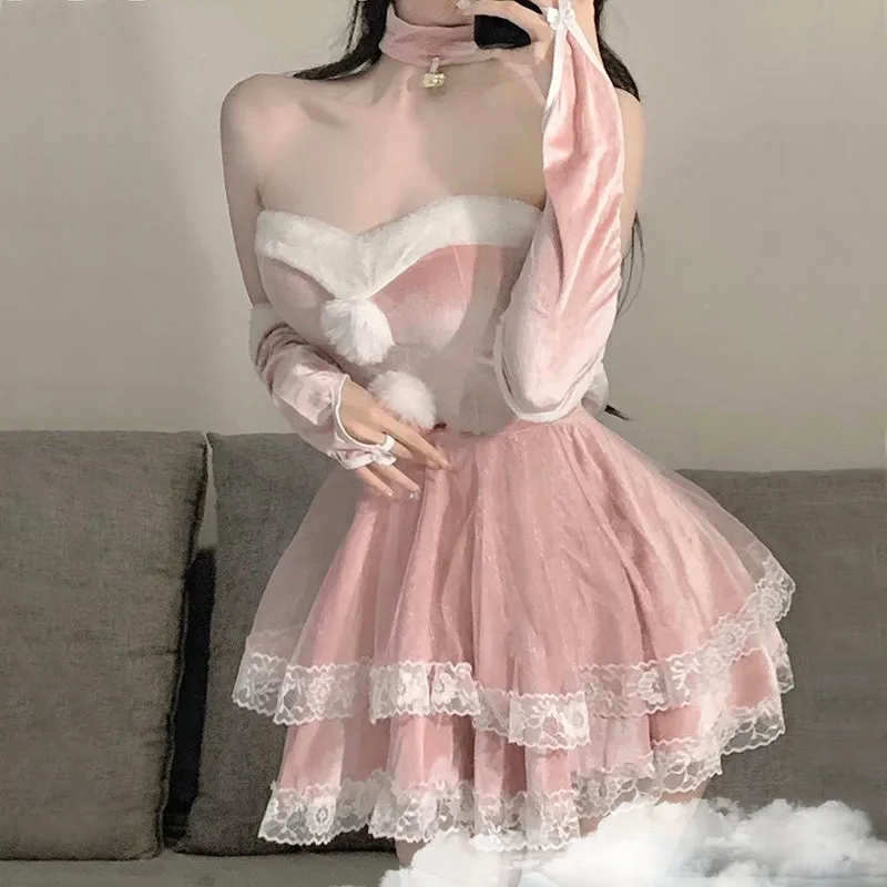 RED/PINK CUTE PLUSH BUNNY GIRL DRESS UB3518
