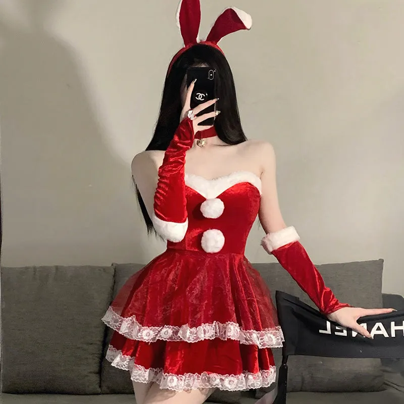 RED/PINK CUTE PLUSH BUNNY GIRL DRESS UB3518