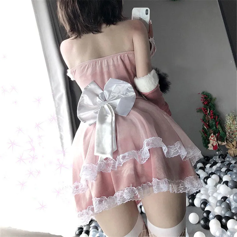 RED/PINK CUTE PLUSH BUNNY GIRL OUTFIT UB2775