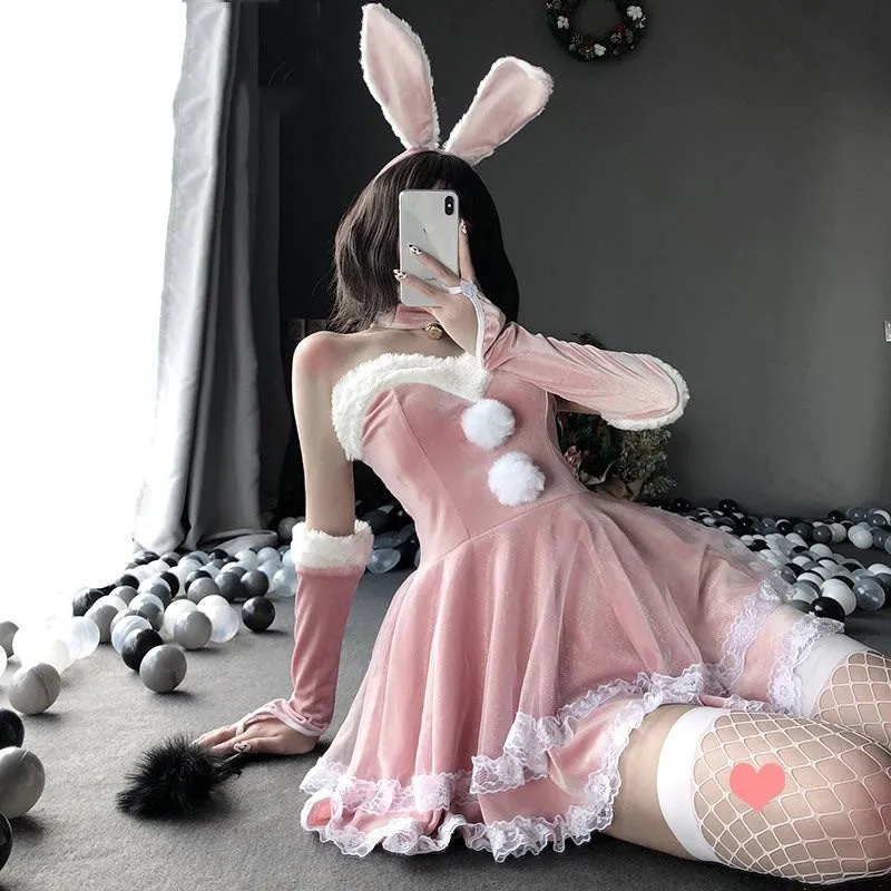 RED/PINK CUTE PLUSH BUNNY GIRL OUTFIT UB2775